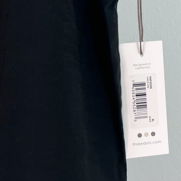 NWT Three Dots Satin V-Neck Camisole Tank Top in Black - Picture 5 of 8